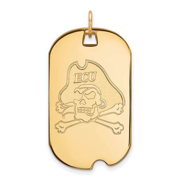 10k Yellow Gold East Carolina U Large Dog Tag Pendant